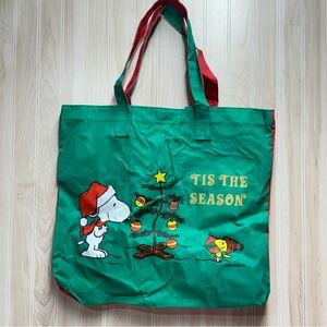 Vintage Peanuts Green and Red Holiday Tote